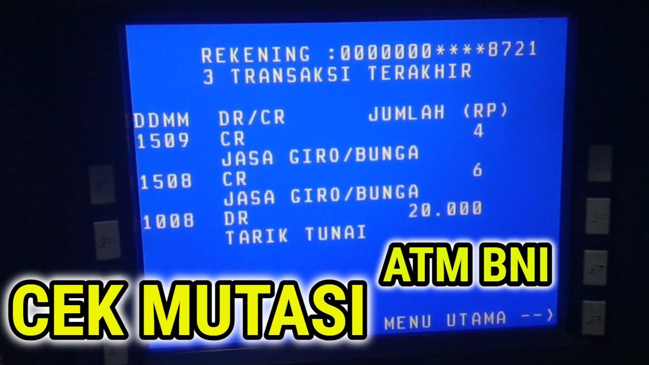 mutasi bni cek banking atm pakaiatm